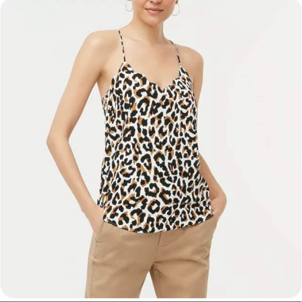 J. Crew Scalloped Leopard Print Cami Top